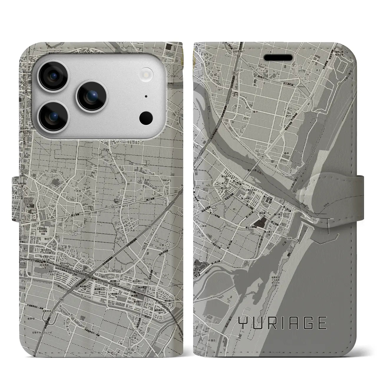 【閖上（宮城県）】地図柄iPhoneケース（手帳タイプ）