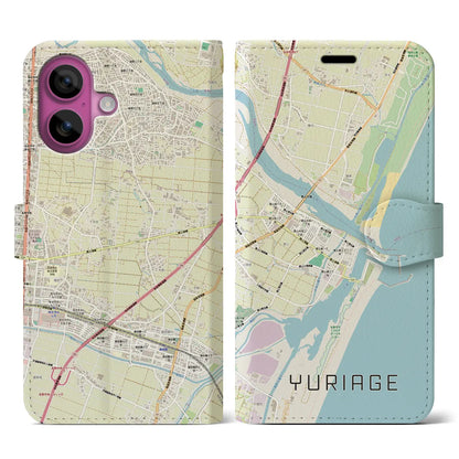 【閖上（宮城県）】地図柄iPhoneケース（手帳タイプ）ナチュラル・iPhone 16 Pro 用