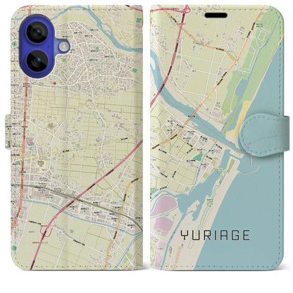 【閖上（宮城県）】地図柄iPhoneケース（手帳タイプ）ナチュラル・iPhone 16 Pro Max 用