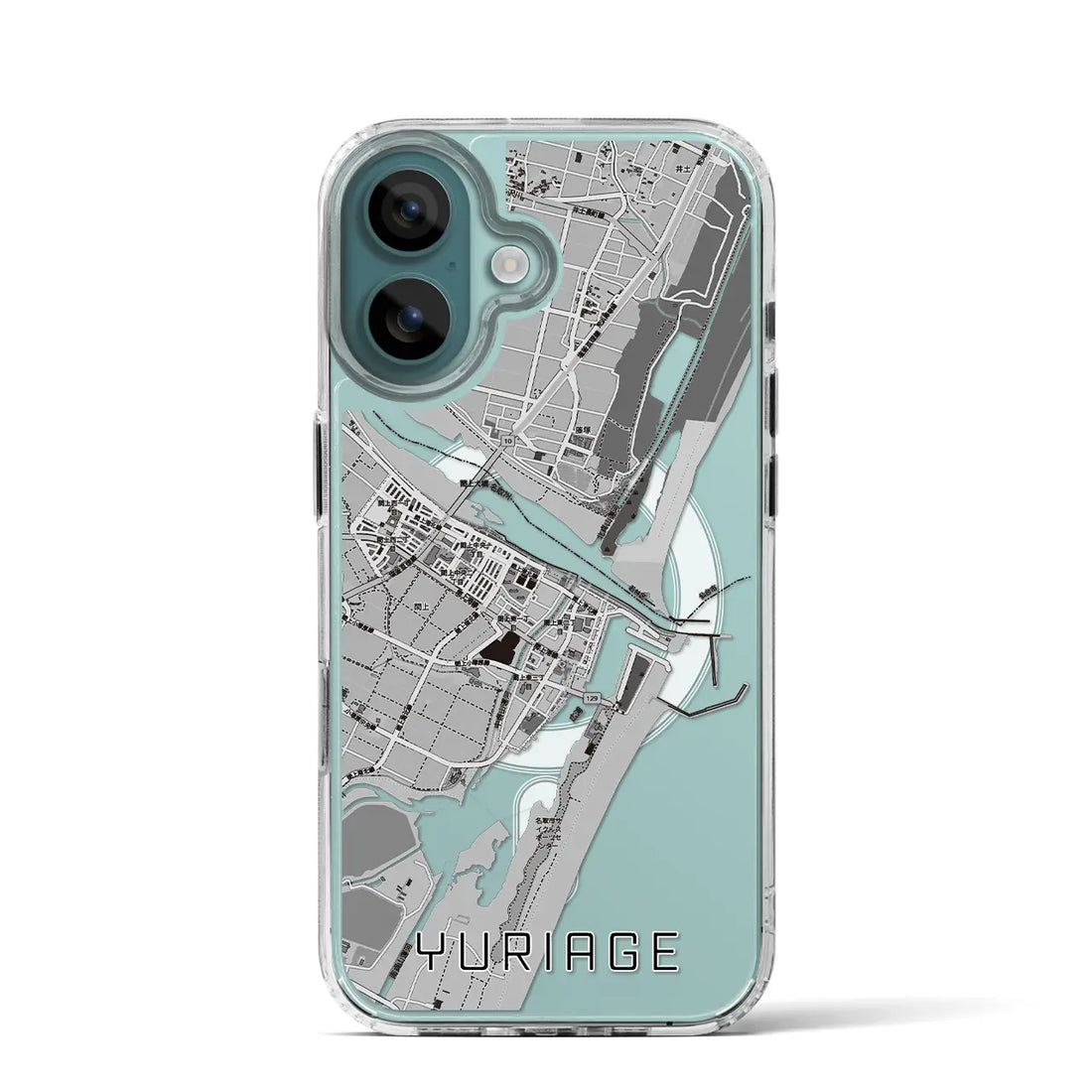 【閖上(宮城県)】地図柄iPhoneケース(MagSafeタイプ)モノトーン・iPhone 16 Pro 用