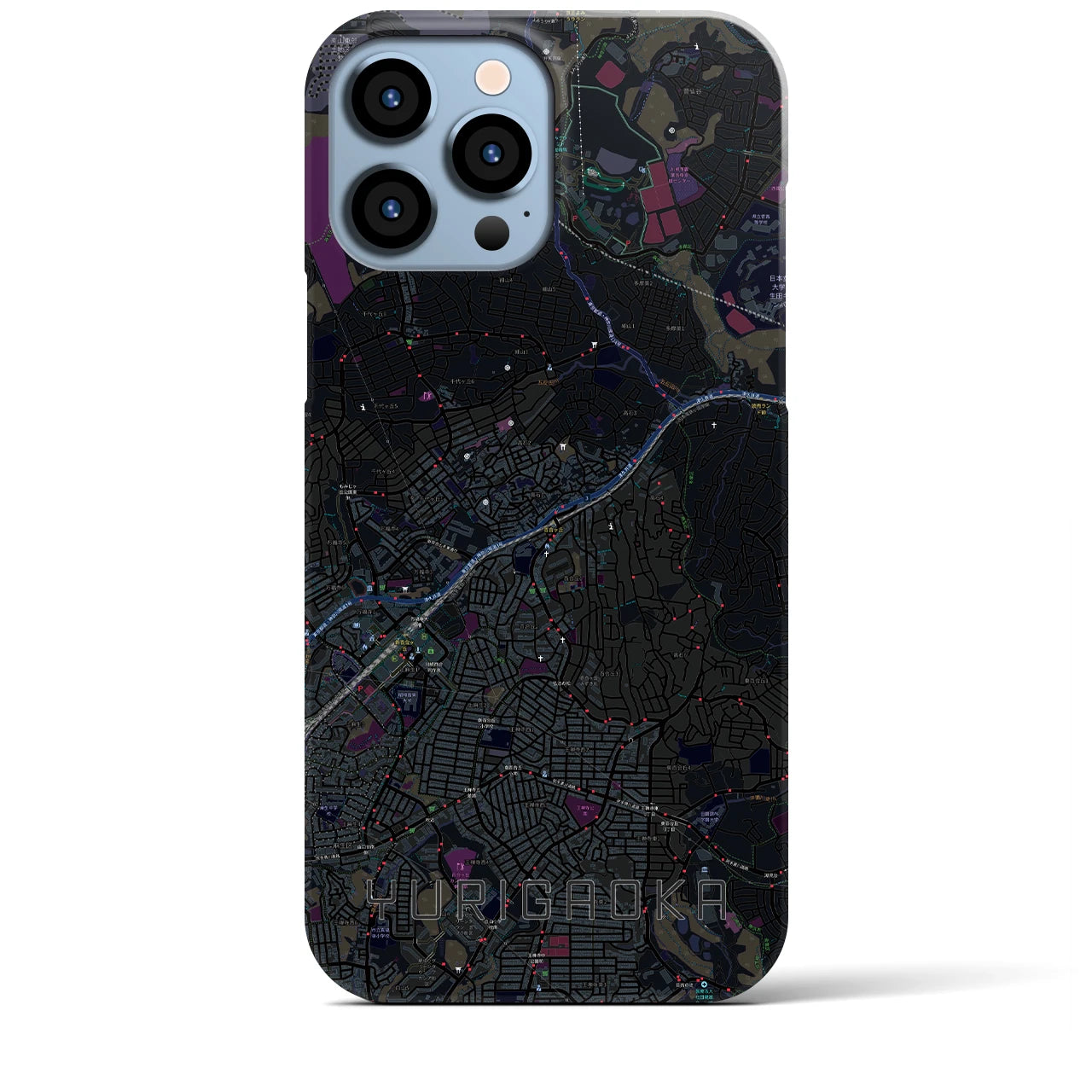 【百合ヶ丘（神奈川県）】地図柄iPhoneケース（バックカバータイプ）