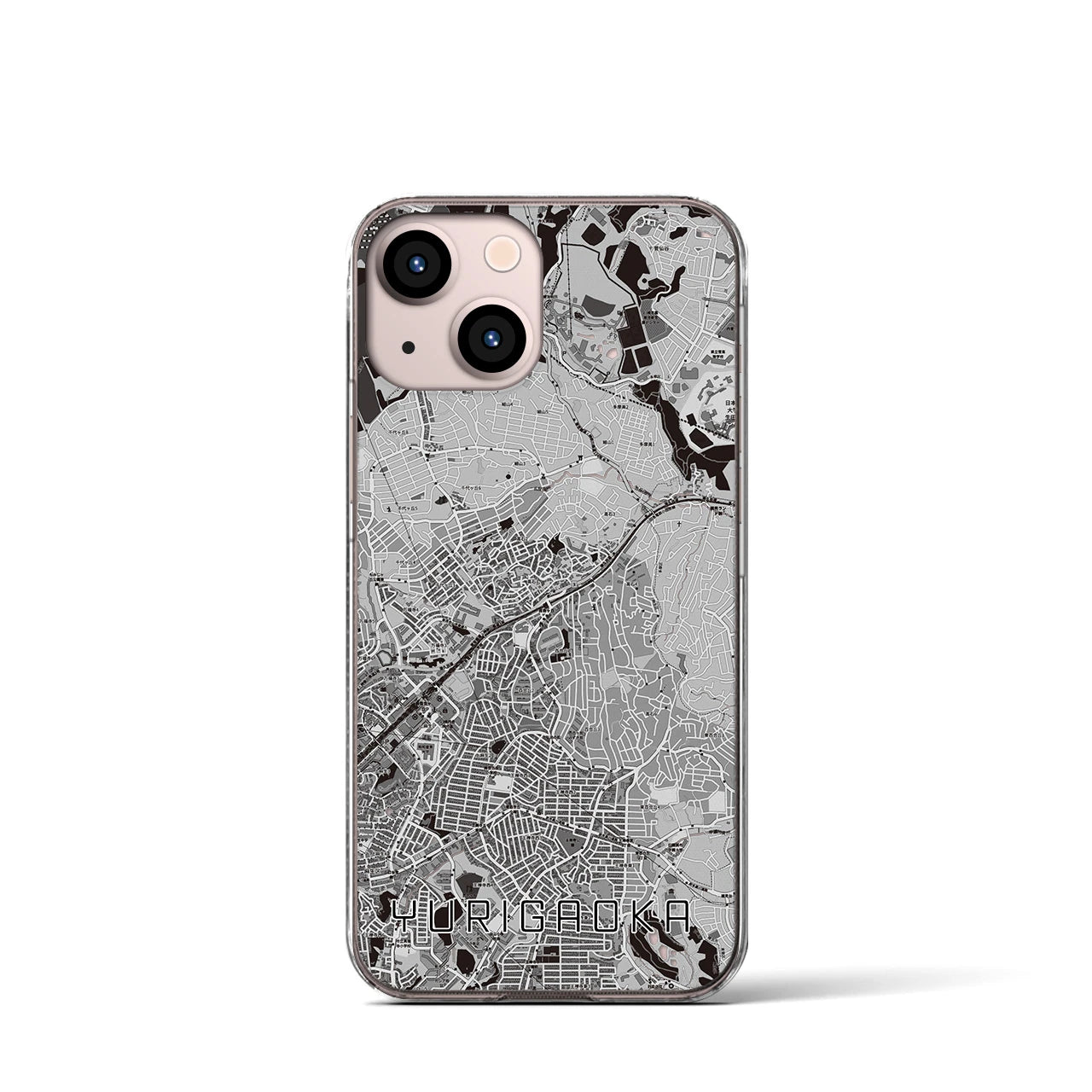 【百合ヶ丘（神奈川県）】地図柄iPhoneケース（クリアタイプ）