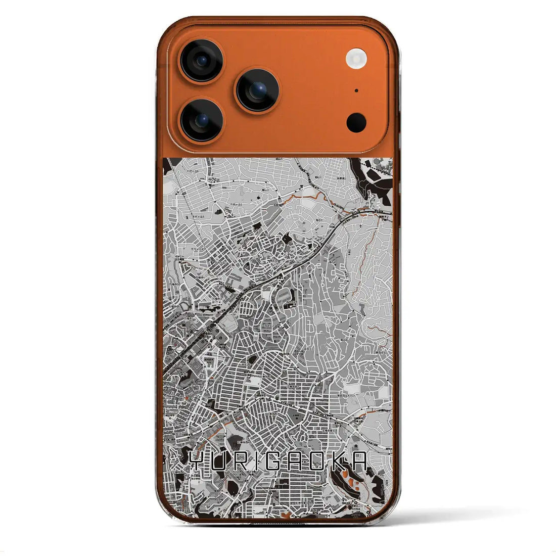 【百合ヶ丘(神奈川県)】地図柄iPhoneケース(クリアタイプ)モノトーン・iPhone 17 Pro Max 用