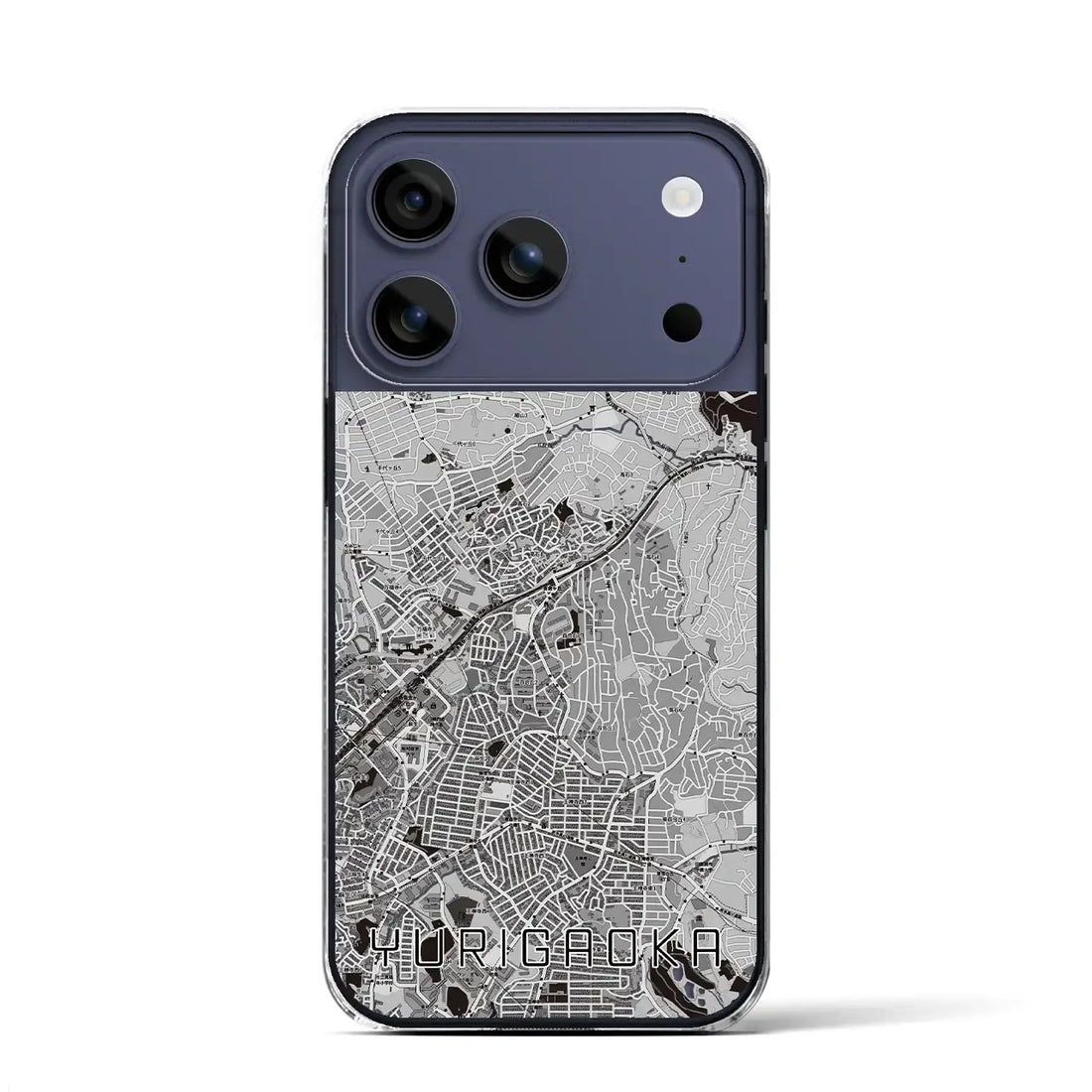【百合ヶ丘(神奈川県)】地図柄iPhoneケース(クリアタイプ)モノトーン・iPhone 17 Pro Max 用