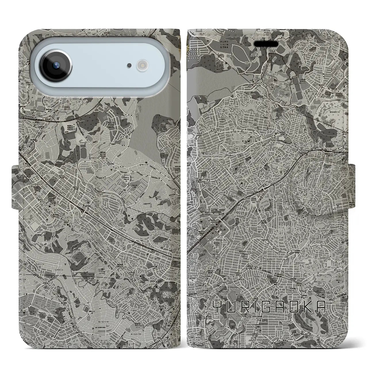 【百合ヶ丘（神奈川県）】地図柄iPhoneケース（手帳タイプ）