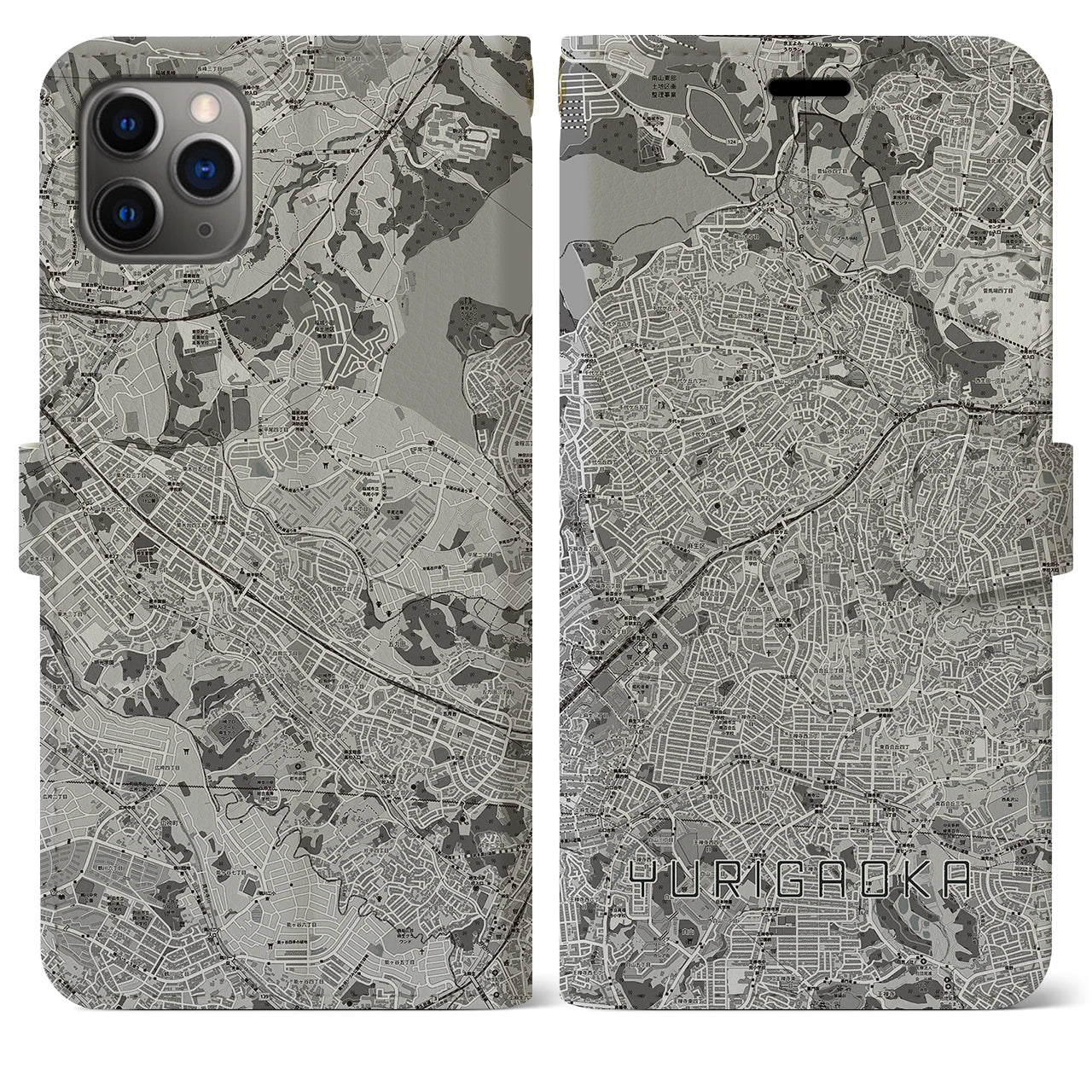 【百合ヶ丘（神奈川県）】地図柄iPhoneケース（手帳タイプ）