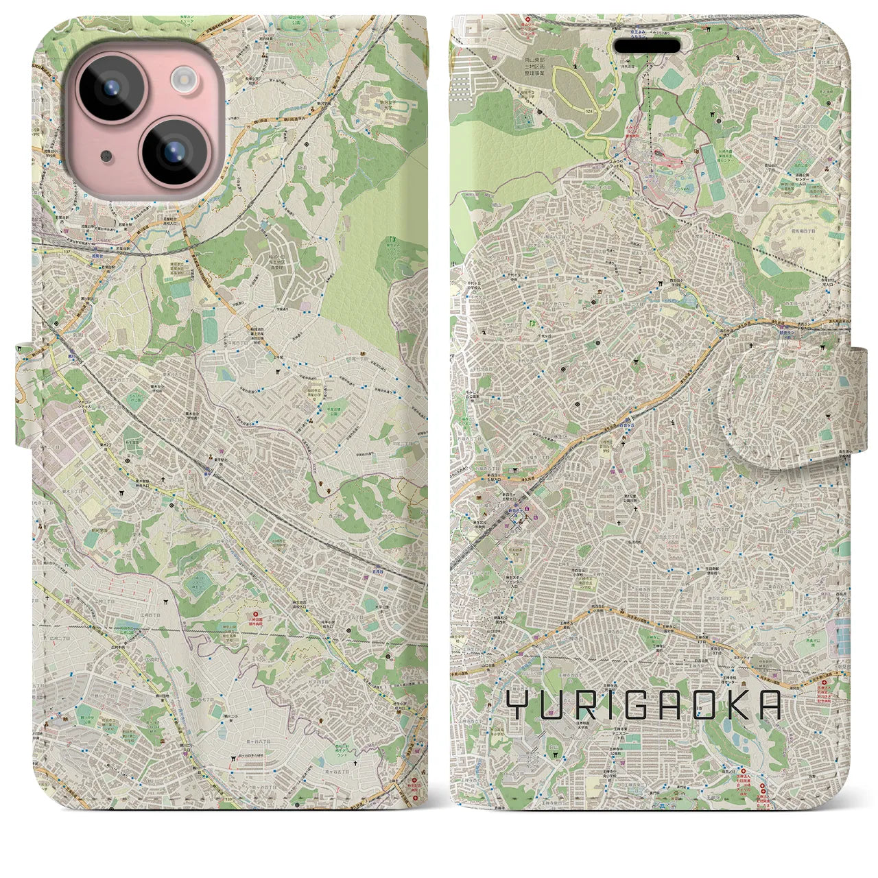 【百合ヶ丘（神奈川県）】地図柄iPhoneケース（手帳タイプ）