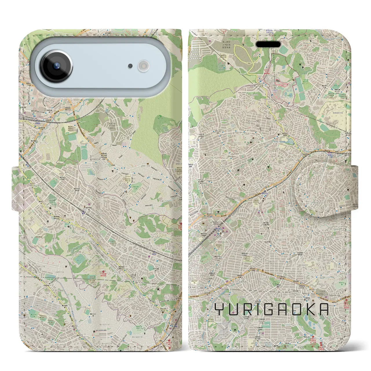 【百合ヶ丘（神奈川県）】地図柄iPhoneケース（手帳タイプ）