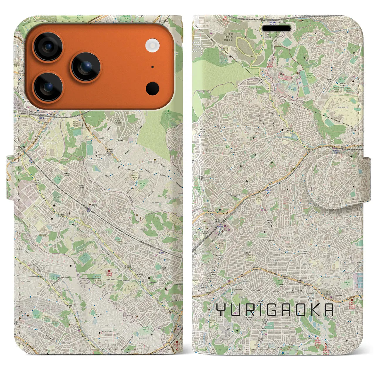 【百合ヶ丘（神奈川県）】地図柄iPhoneケース（手帳タイプ）