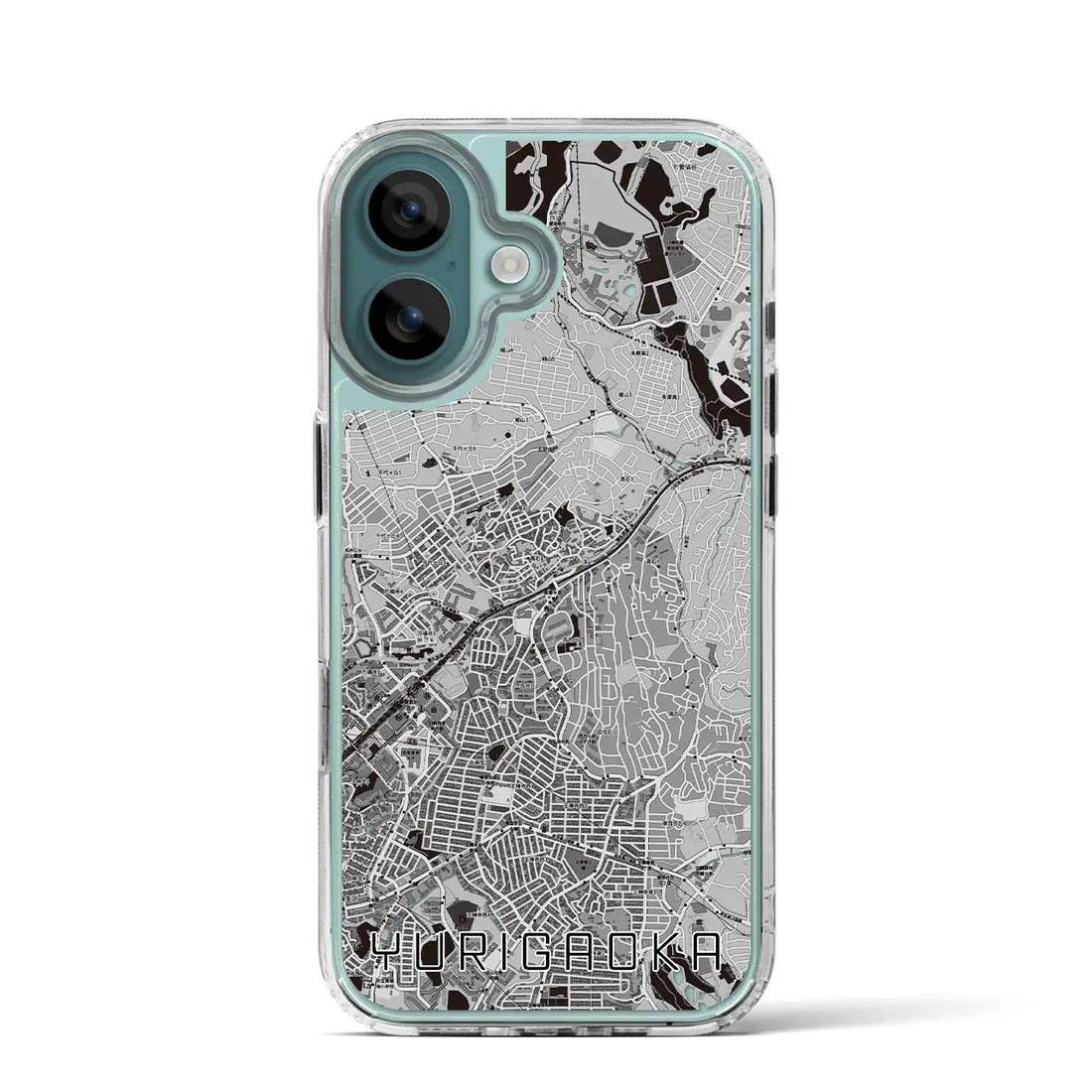 【百合ヶ丘（神奈川県）】地図柄iPhoneケース（MagSafeタイプ）モノトーン・iPhone 16 Pro 用