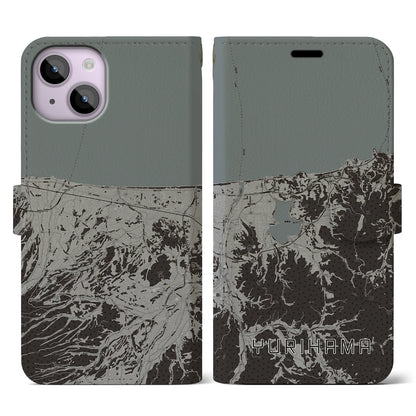 【湯梨浜（鳥取県）】地図柄iPhoneケース（手帳タイプ）モノトーン・iPhone 14 用