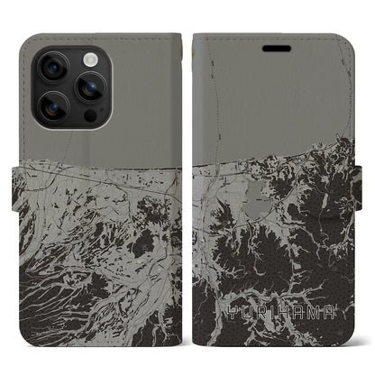 【湯梨浜（鳥取県）】地図柄iPhoneケース（手帳タイプ）モノトーン・iPhone 16 用