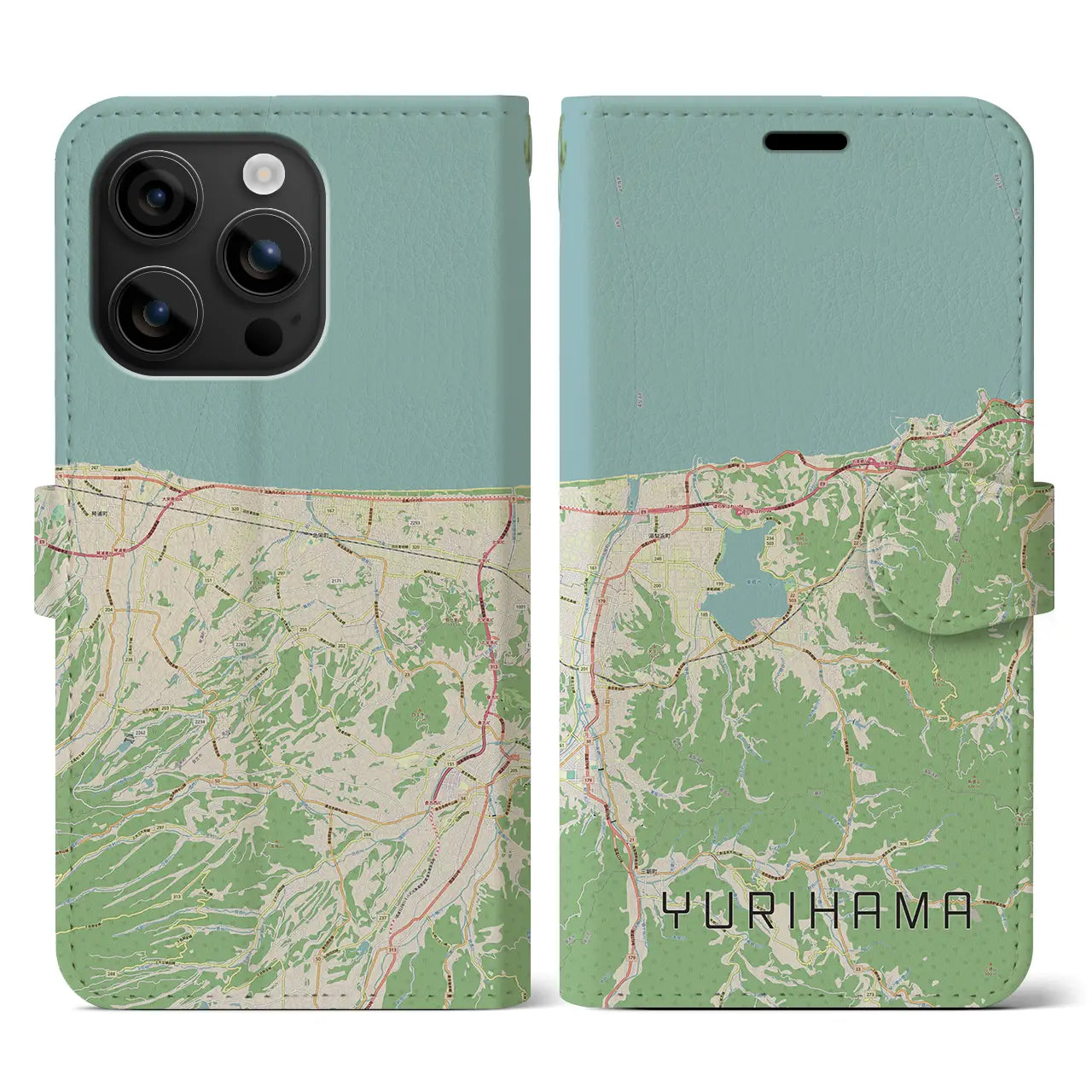 【湯梨浜（鳥取県）】地図柄iPhoneケース（手帳タイプ）ナチュラル・iPhone 16 用