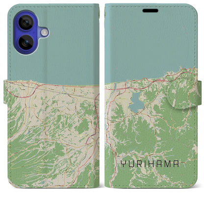 【湯梨浜（鳥取県）】地図柄iPhoneケース（手帳タイプ）ナチュラル・iPhone 16 Pro Max 用