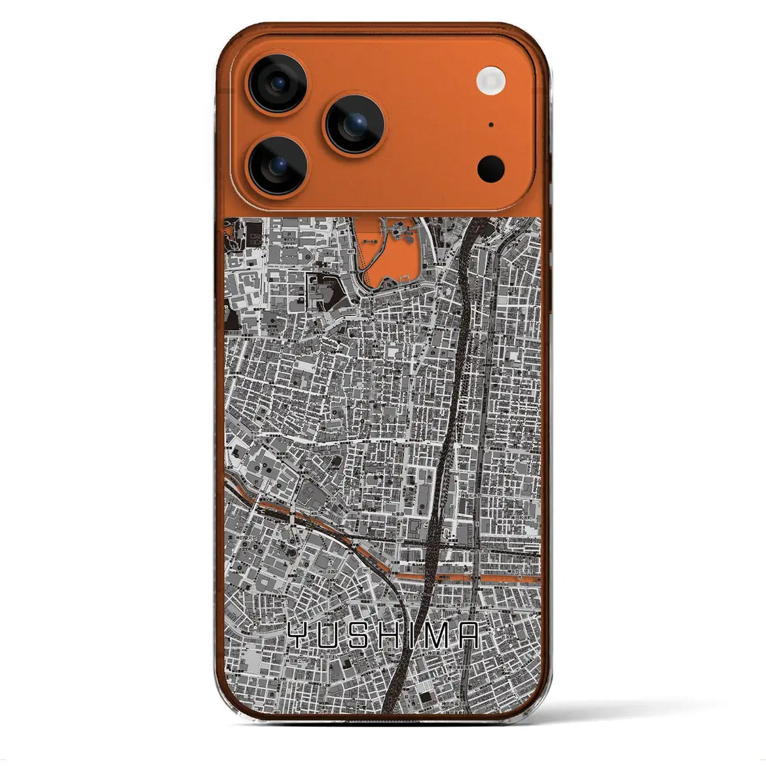 【湯島（東京都）】地図柄iPhoneケース（クリアタイプ）モノトーン・iPhone 17 Pro Max 用