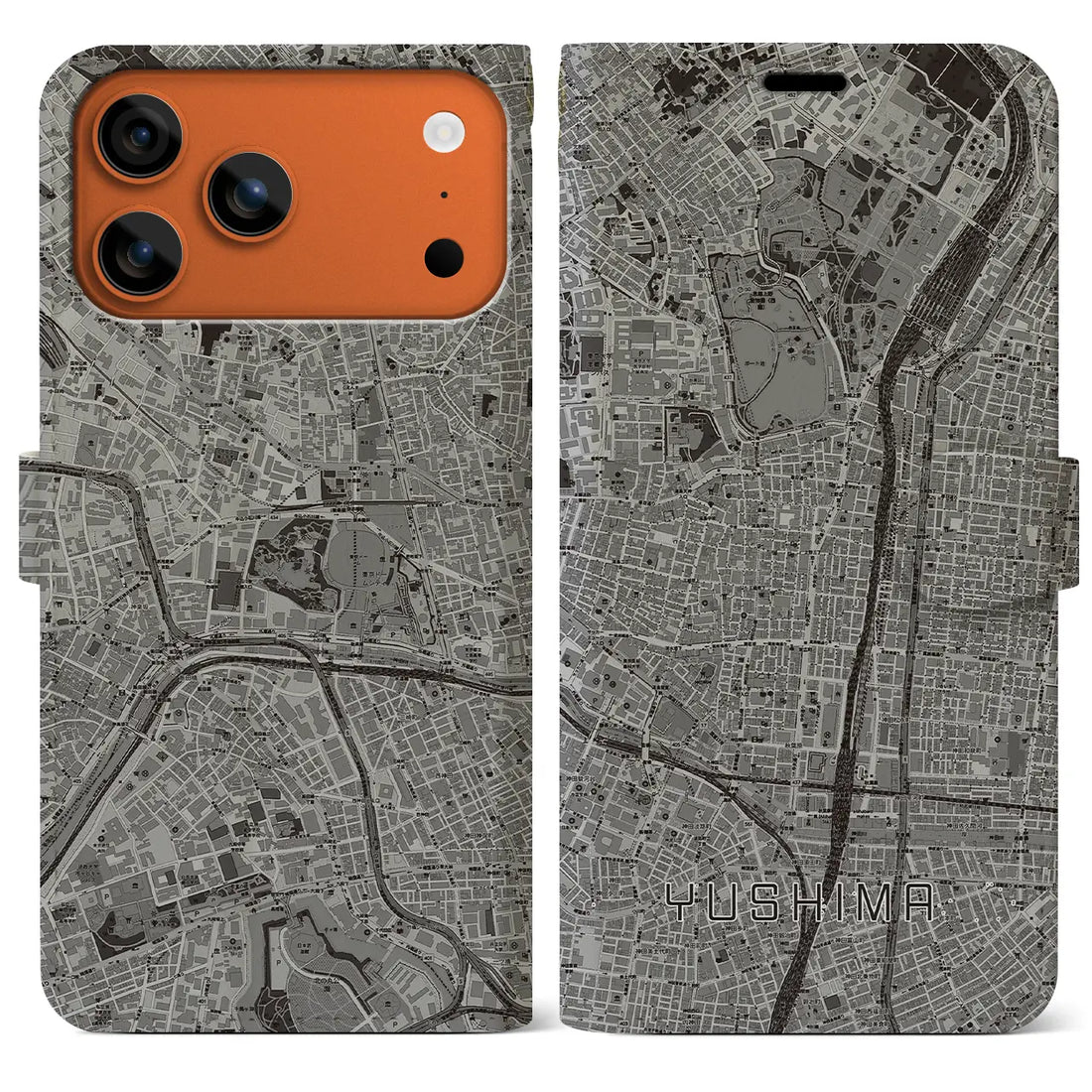 【湯島（東京都）】地図柄iPhoneケース（手帳タイプ）