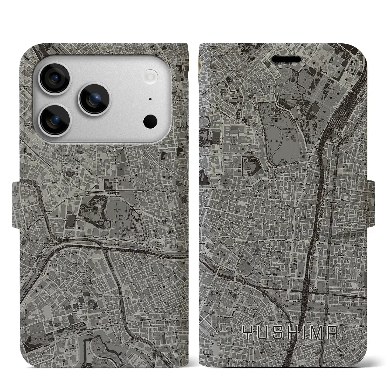 【湯島（東京都）】地図柄iPhoneケース（手帳タイプ）