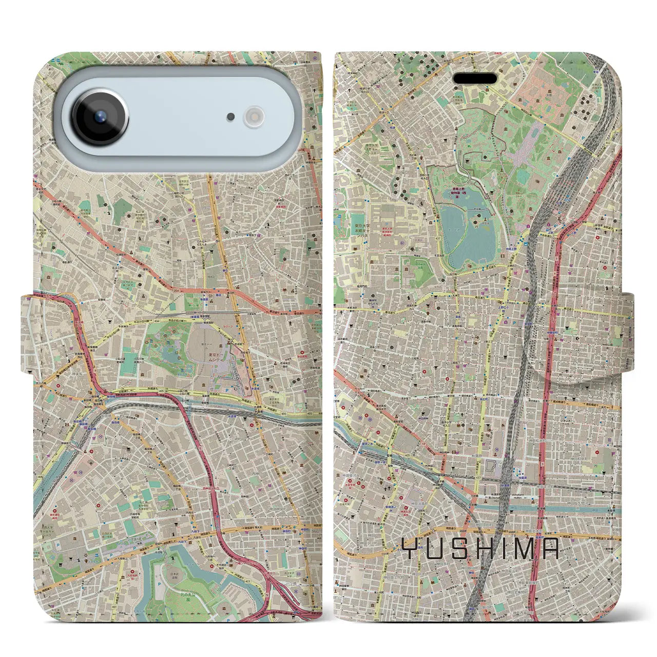 【湯島（東京都）】地図柄iPhoneケース（手帳タイプ）