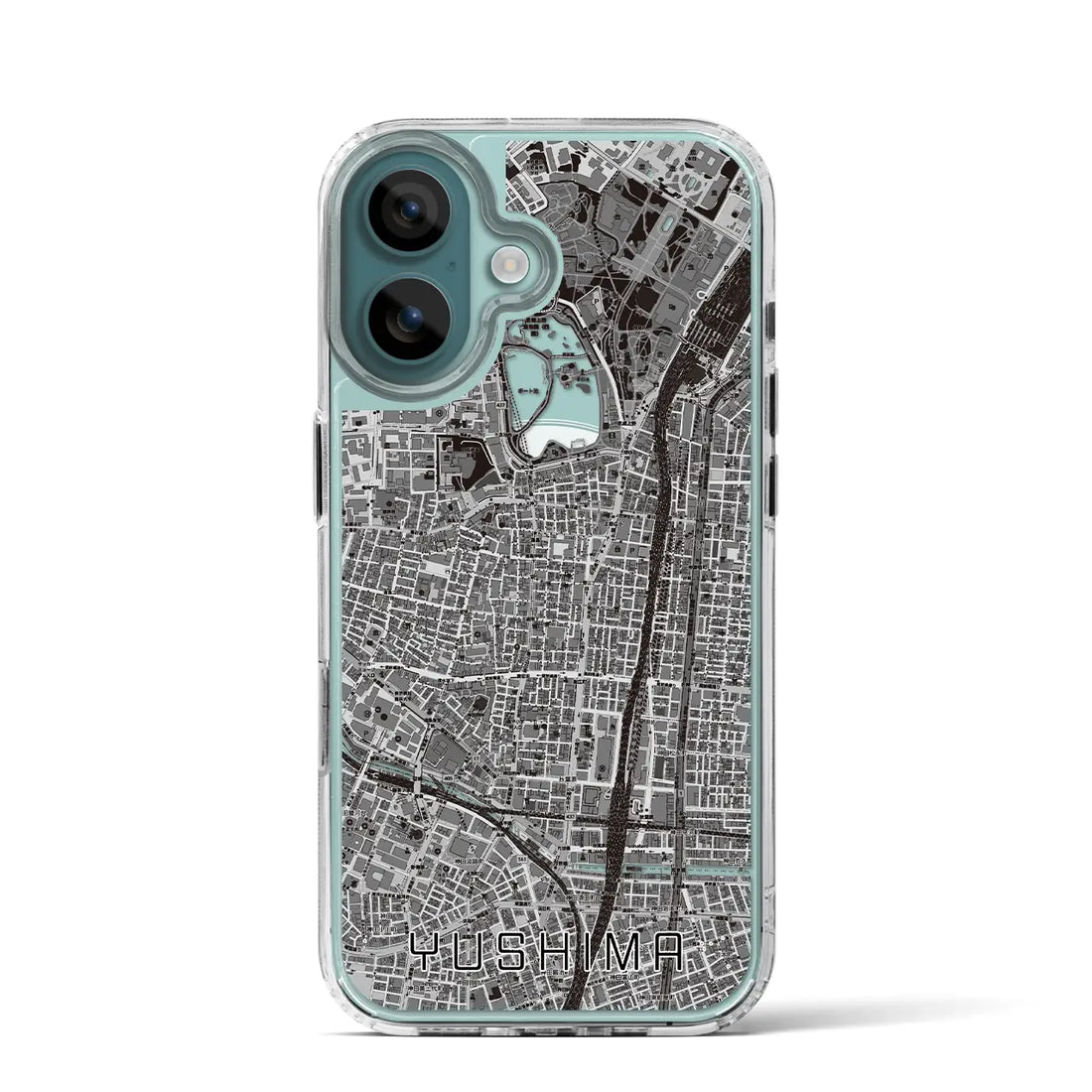 【湯島（東京都）】地図柄iPhoneケース（MagSafeタイプ）モノトーン・iPhone 16 Pro 用