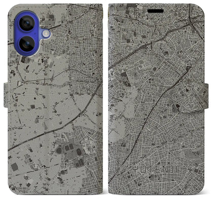 【祐天寺（東京都）】地図柄iPhoneケース（手帳タイプ）モノトーン・iPhone 16 Pro Max 用