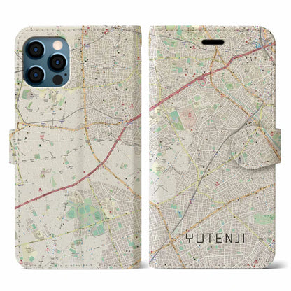 【祐天寺（東京都）】地図柄iPhoneケース（手帳タイプ）ナチュラル・iPhone 12 / 12 Pro 用