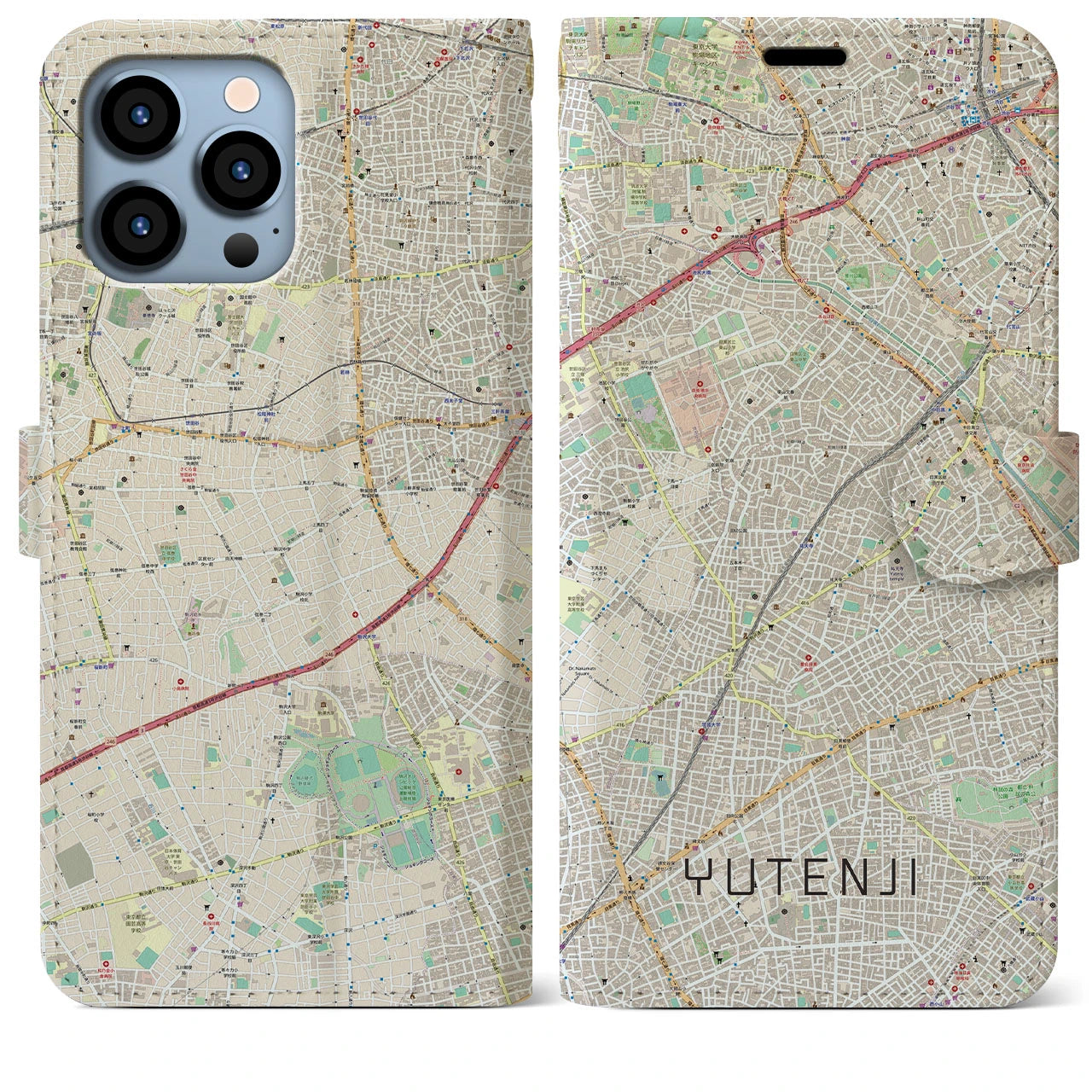 【祐天寺（東京都）】地図柄iPhoneケース（手帳タイプ）