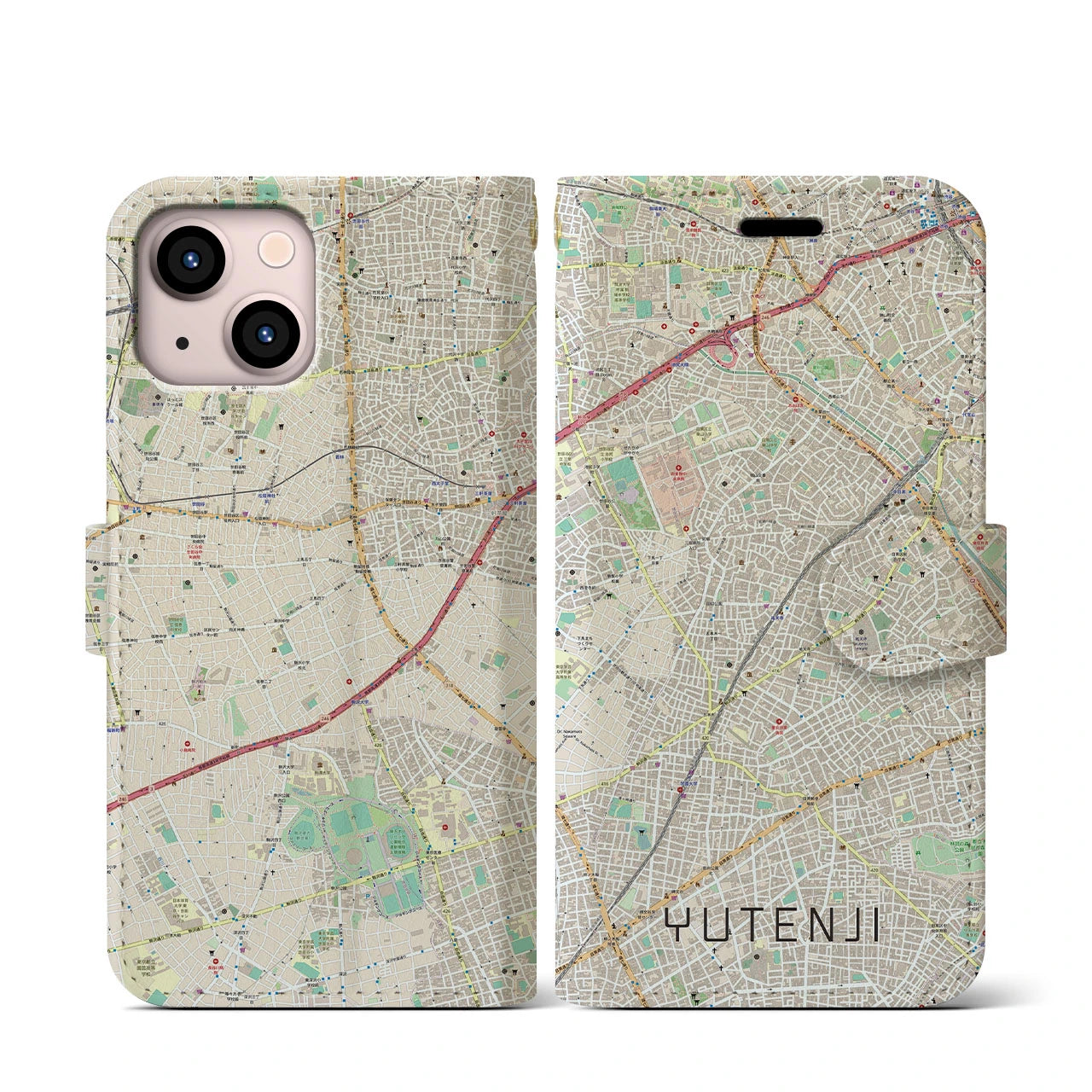 【祐天寺（東京都）】地図柄iPhoneケース（手帳タイプ）