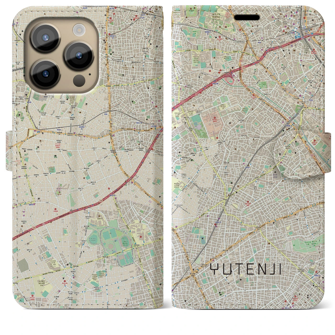 【祐天寺（東京都）】地図柄iPhoneケース（手帳タイプ）