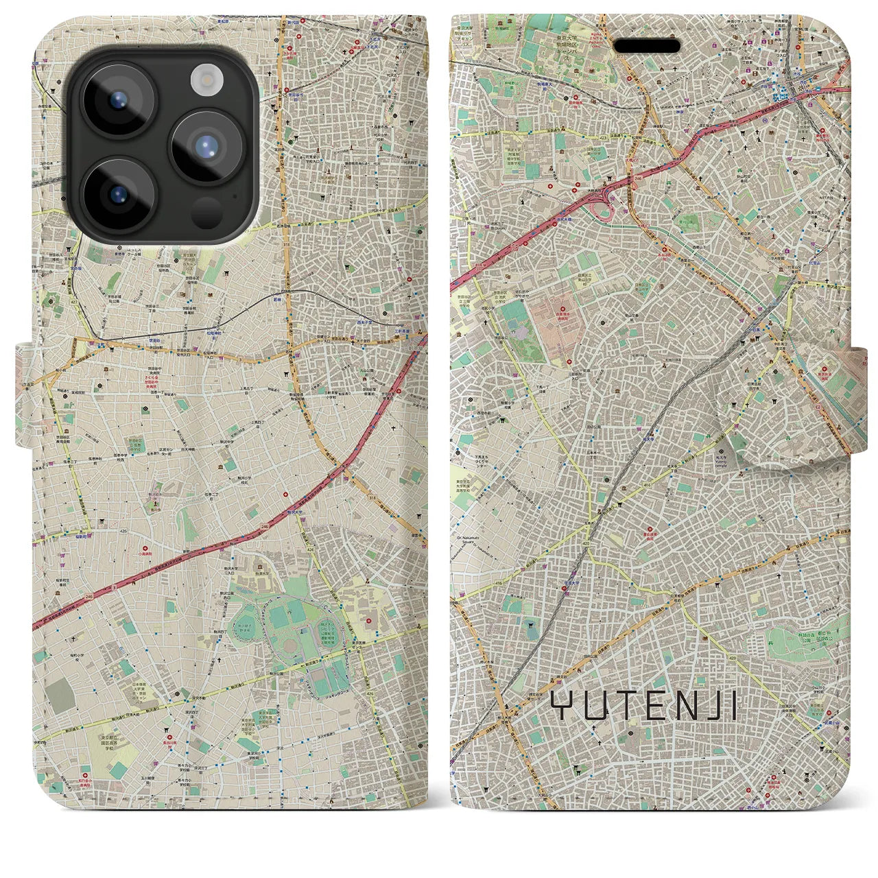 【祐天寺（東京都）】地図柄iPhoneケース（手帳タイプ）