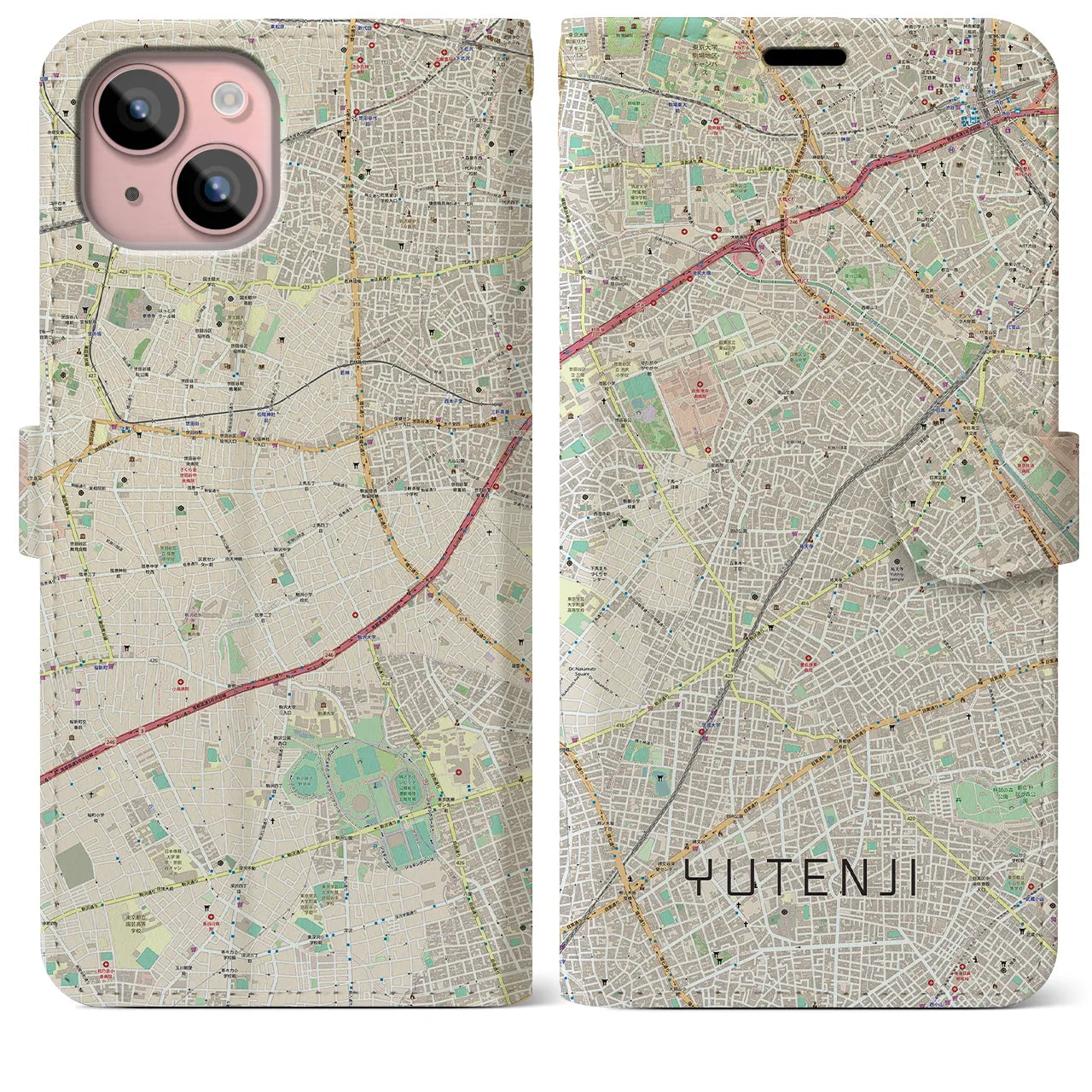 【祐天寺（東京都）】地図柄iPhoneケース（手帳タイプ）