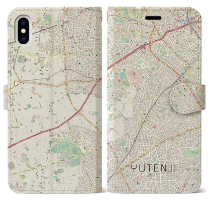 【祐天寺（東京都）】地図柄iPhoneケース（手帳タイプ）ナチュラル・iPhone XS Max 用