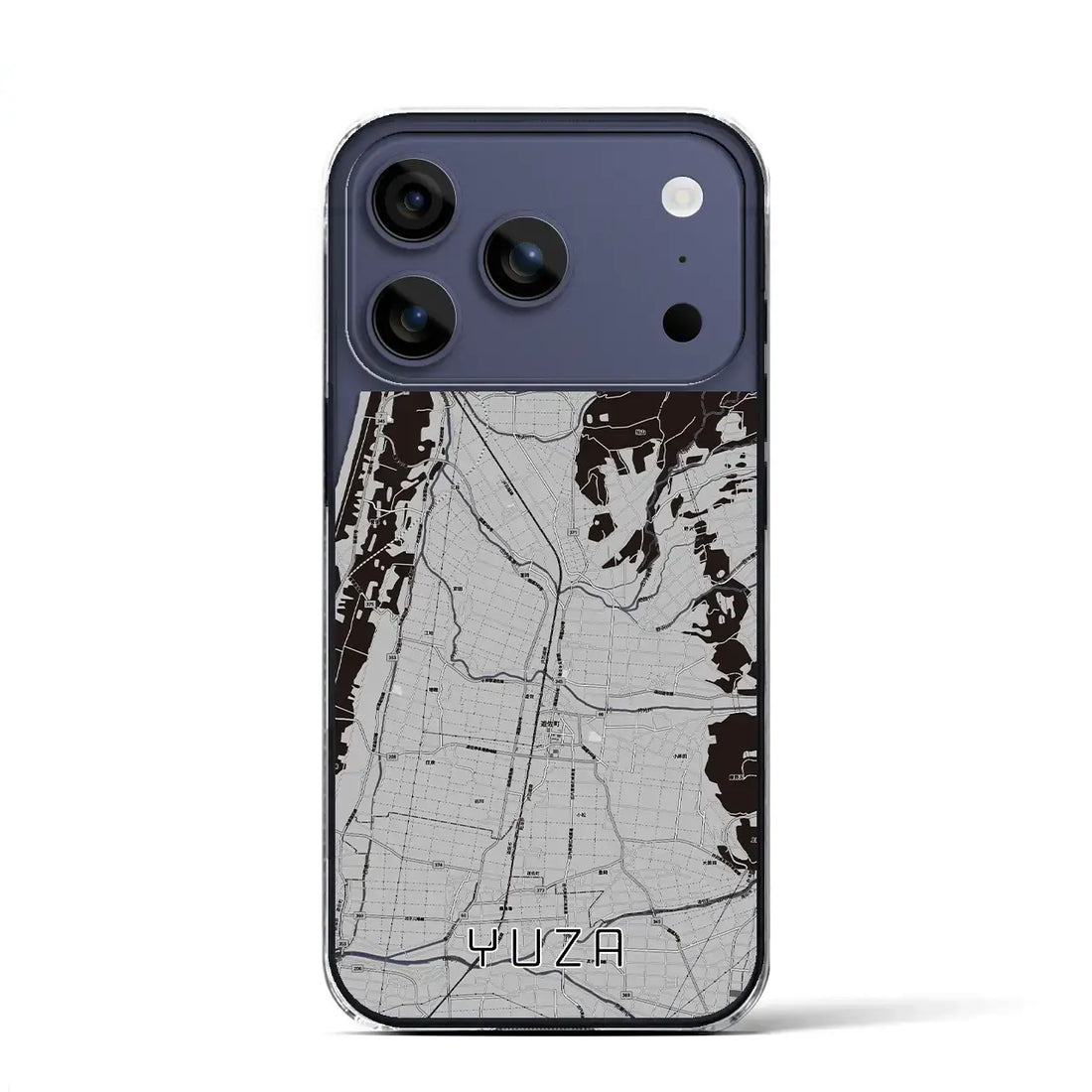 【遊佐（山形県）】地図柄iPhoneケース（クリアタイプ）モノトーン・iPhone 17 Pro Max 用