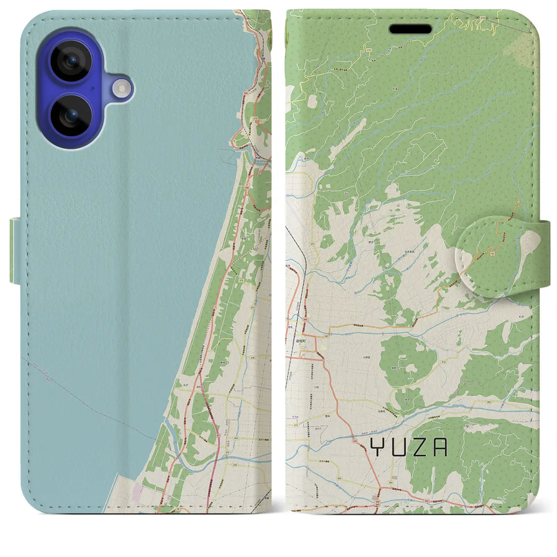 【遊佐(山形県)】地図柄iPhoneケース(手帳タイプ)ナチュラル・iPhone 16 Pro Max 用