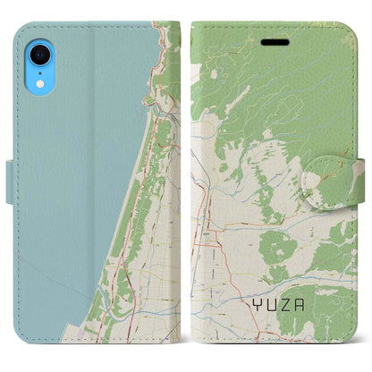 【遊佐（山形県）】地図柄iPhoneケース（手帳タイプ）ナチュラル・iPhone XR 用