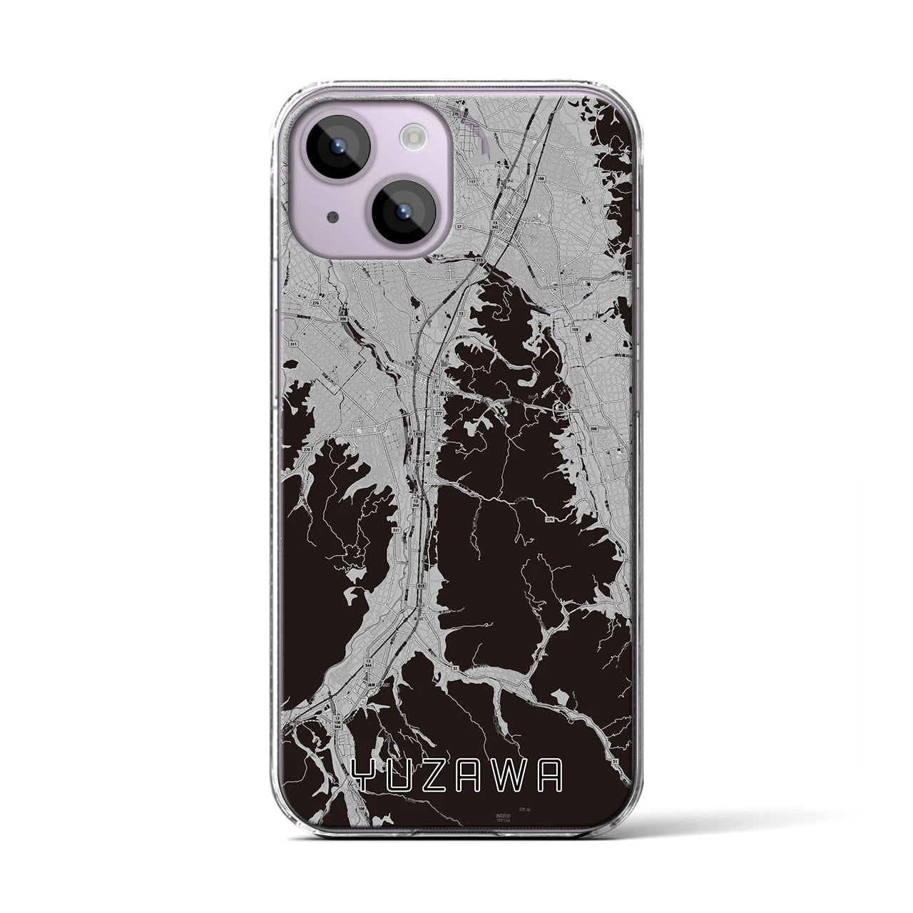 【湯沢（秋田県）】地図柄iPhoneケース（クリアタイプ）