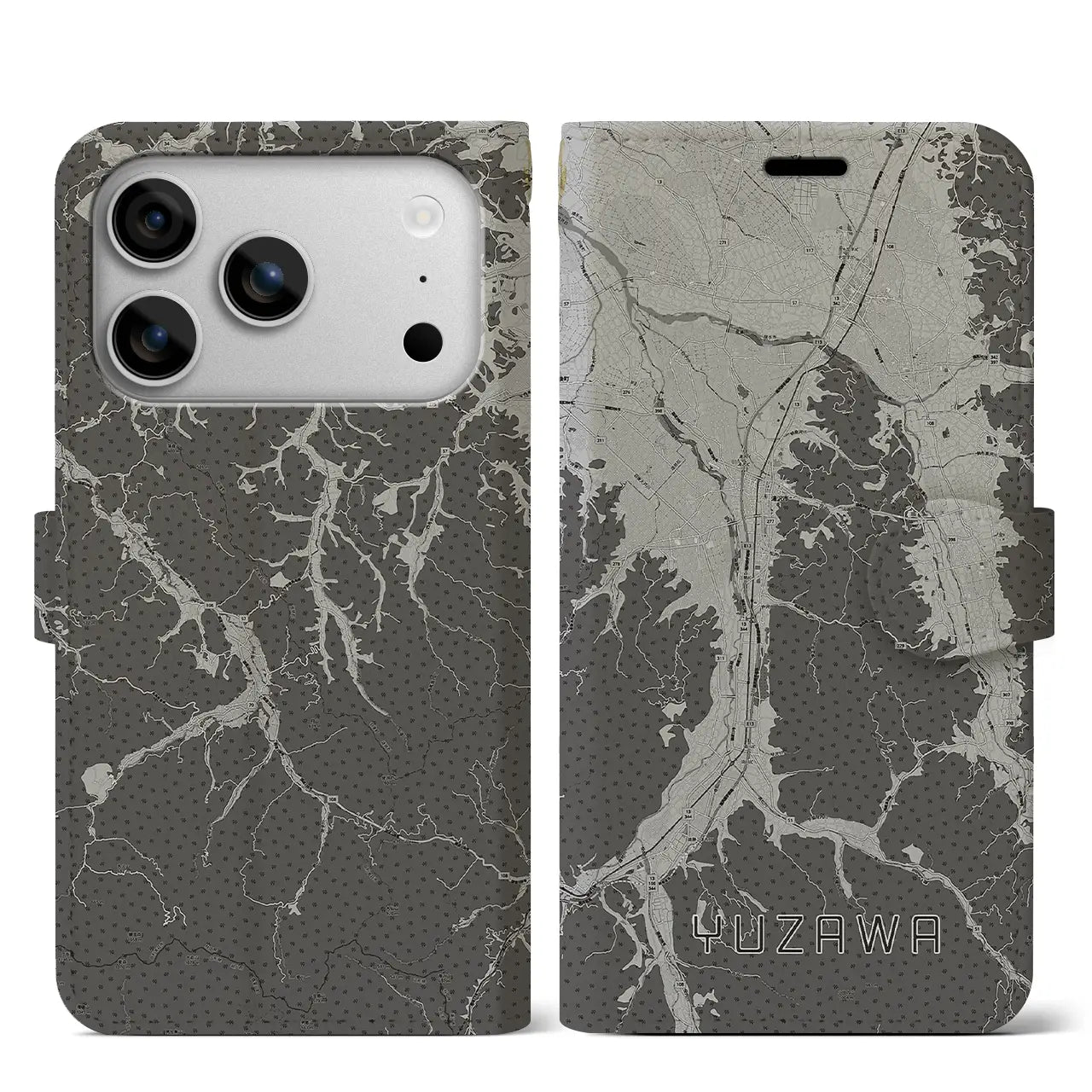 【湯沢（秋田県）】地図柄iPhoneケース（手帳タイプ）