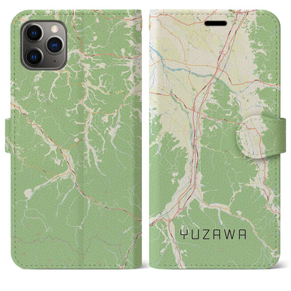 【湯沢（秋田県）】地図柄iPhoneケース（手帳タイプ）ナチュラル・iPhone 11 Pro Max 用