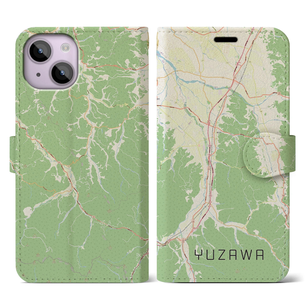 【湯沢（秋田県）】地図柄iPhoneケース（手帳タイプ）