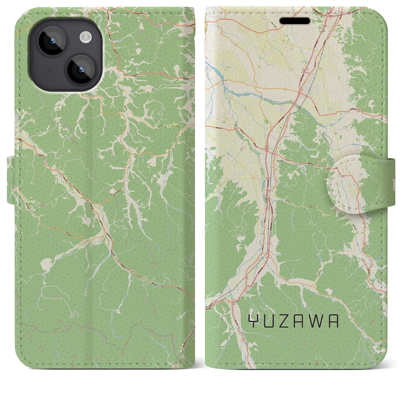 【湯沢（秋田県）】地図柄iPhoneケース（手帳タイプ）