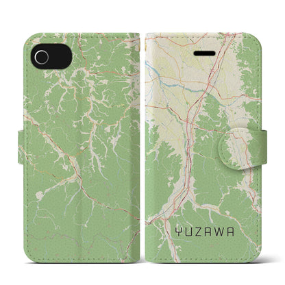 【湯沢（秋田県）】地図柄iPhoneケース（手帳タイプ）モノトーン・iPhone 8Plus /7Plus / 6sPlus / 6Plus 用