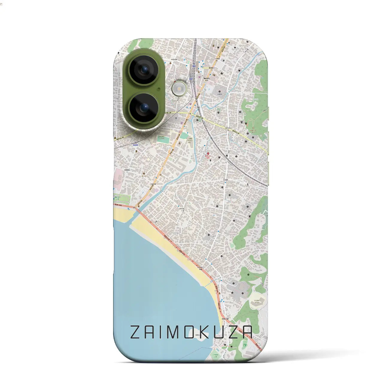 【材木座（神奈川県）】地図柄iPhoneケース（バックカバータイプ）