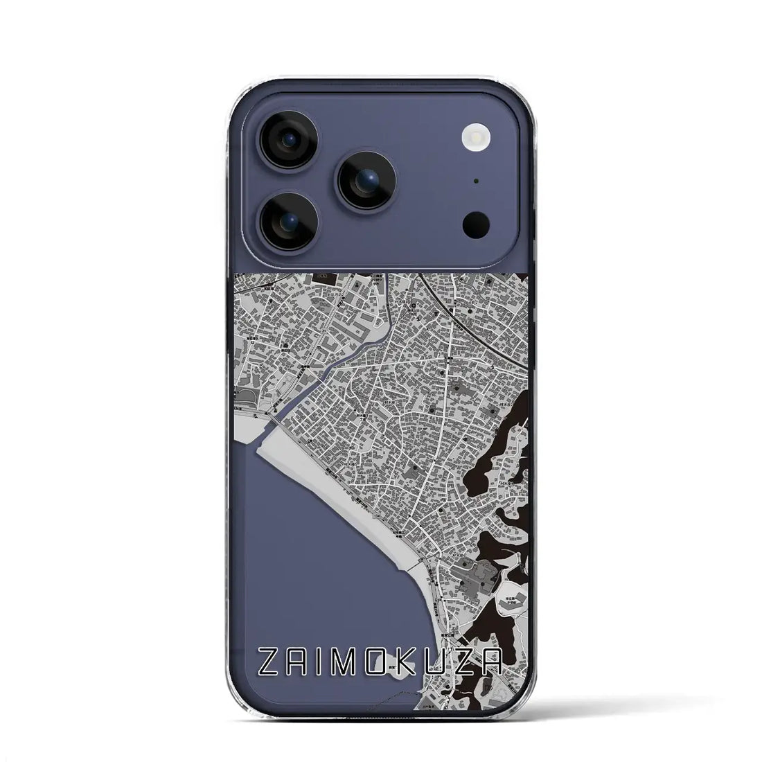 【材木座(神奈川県)】地図柄iPhoneケース(クリアタイプ)モノトーン・iPhone 17 Pro Max 用