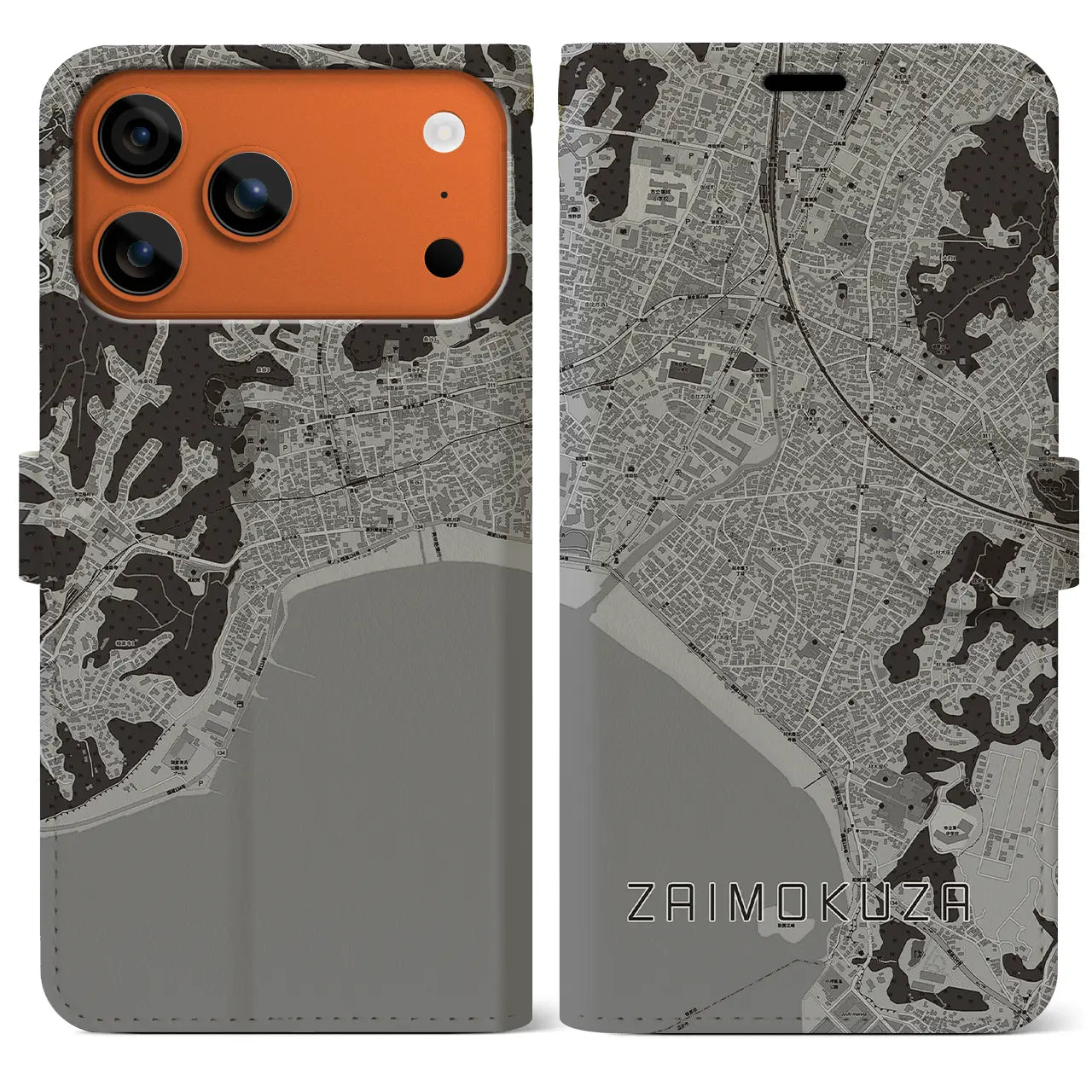 【材木座（神奈川県）】地図柄iPhoneケース（手帳タイプ）