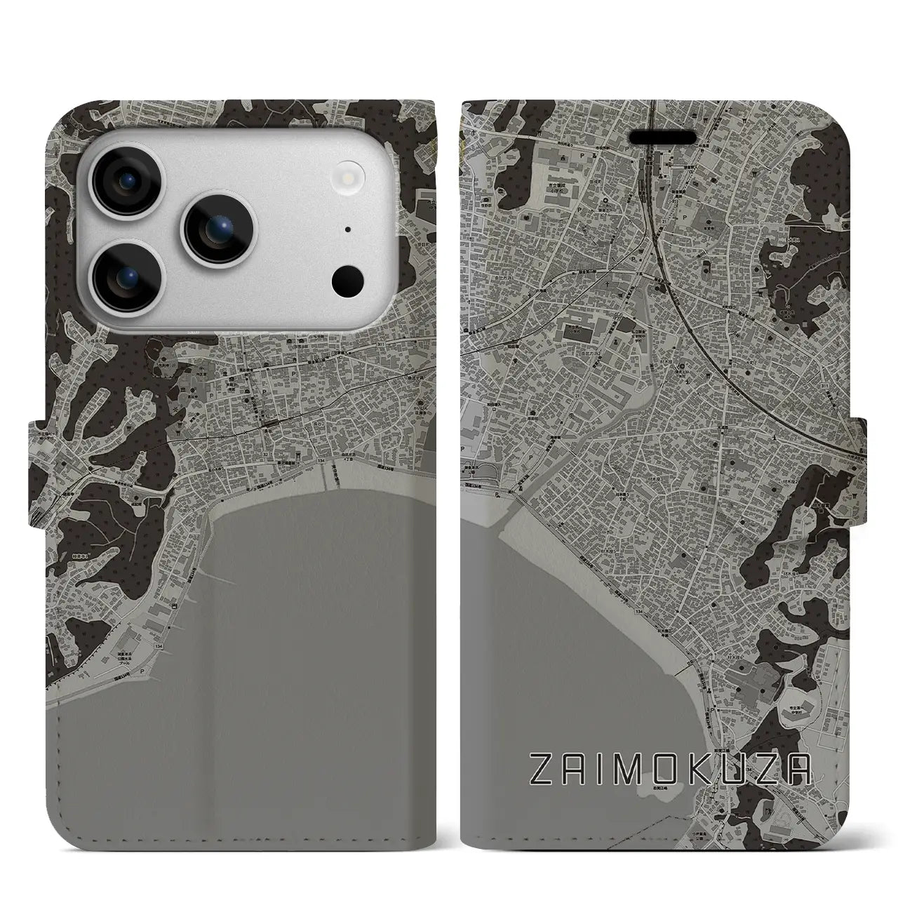 【材木座（神奈川県）】地図柄iPhoneケース（手帳タイプ）