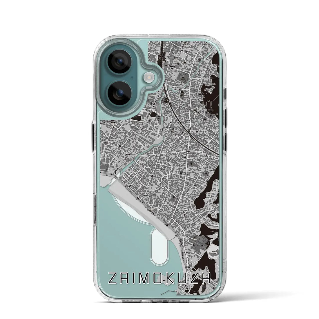 【材木座(神奈川県)】地図柄iPhoneケース(MagSafeタイプ)モノトーン・iPhone 16 Pro 用