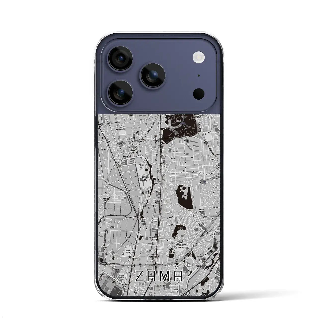 【座間（神奈川県）】地図柄iPhoneケース（クリアタイプ）モノトーン・iPhone 17 Pro Max 用