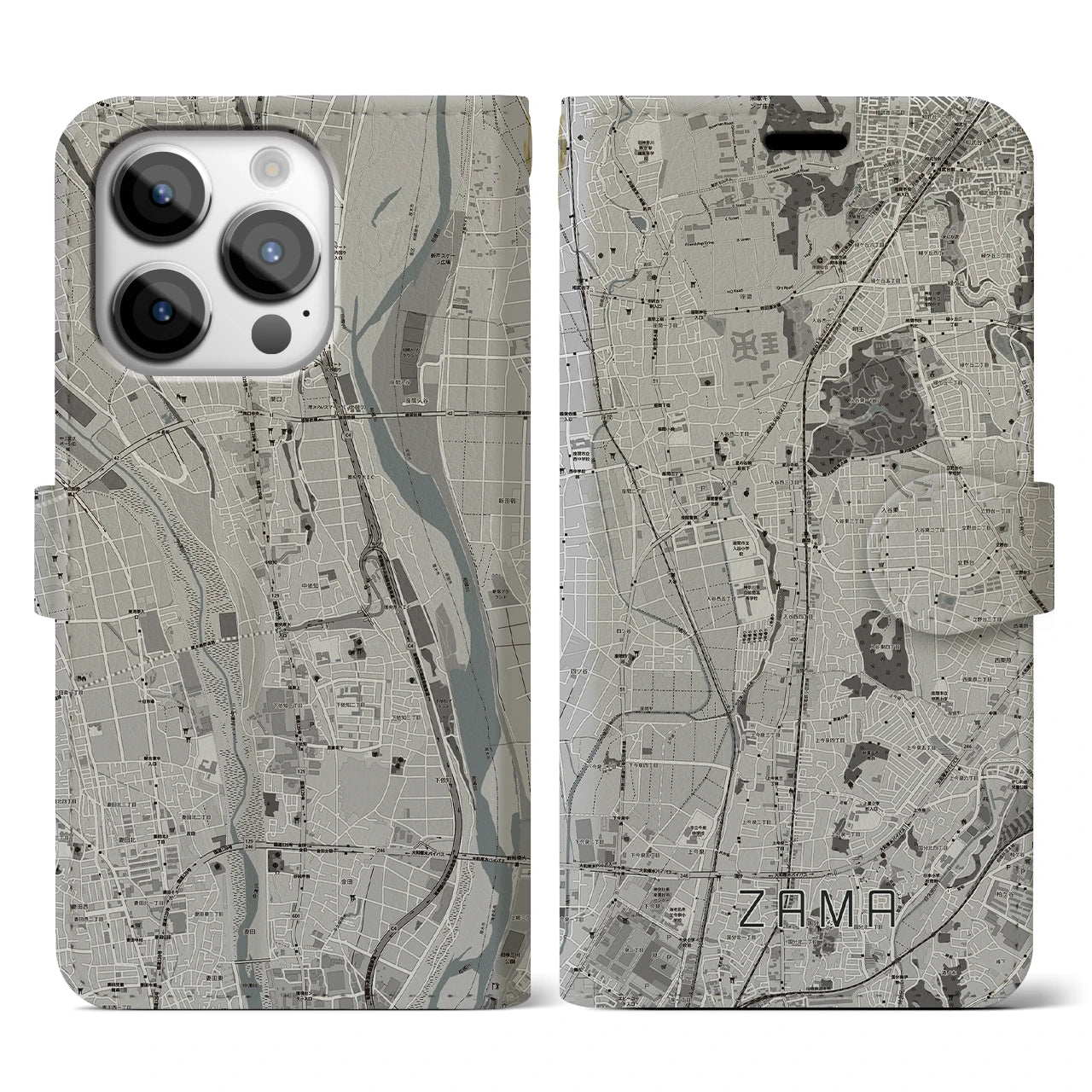 【座間（神奈川県）】地図柄iPhoneケース（手帳タイプ）