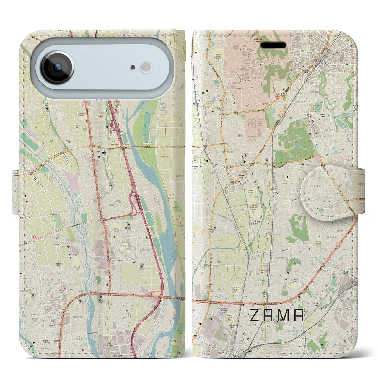 【座間（神奈川県）】地図柄iPhoneケース（手帳タイプ）