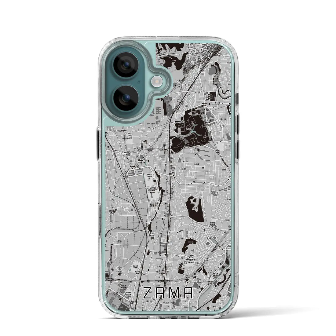 【座間（神奈川県）】地図柄iPhoneケース（MagSafeタイプ）モノトーン・iPhone 16 Pro 用