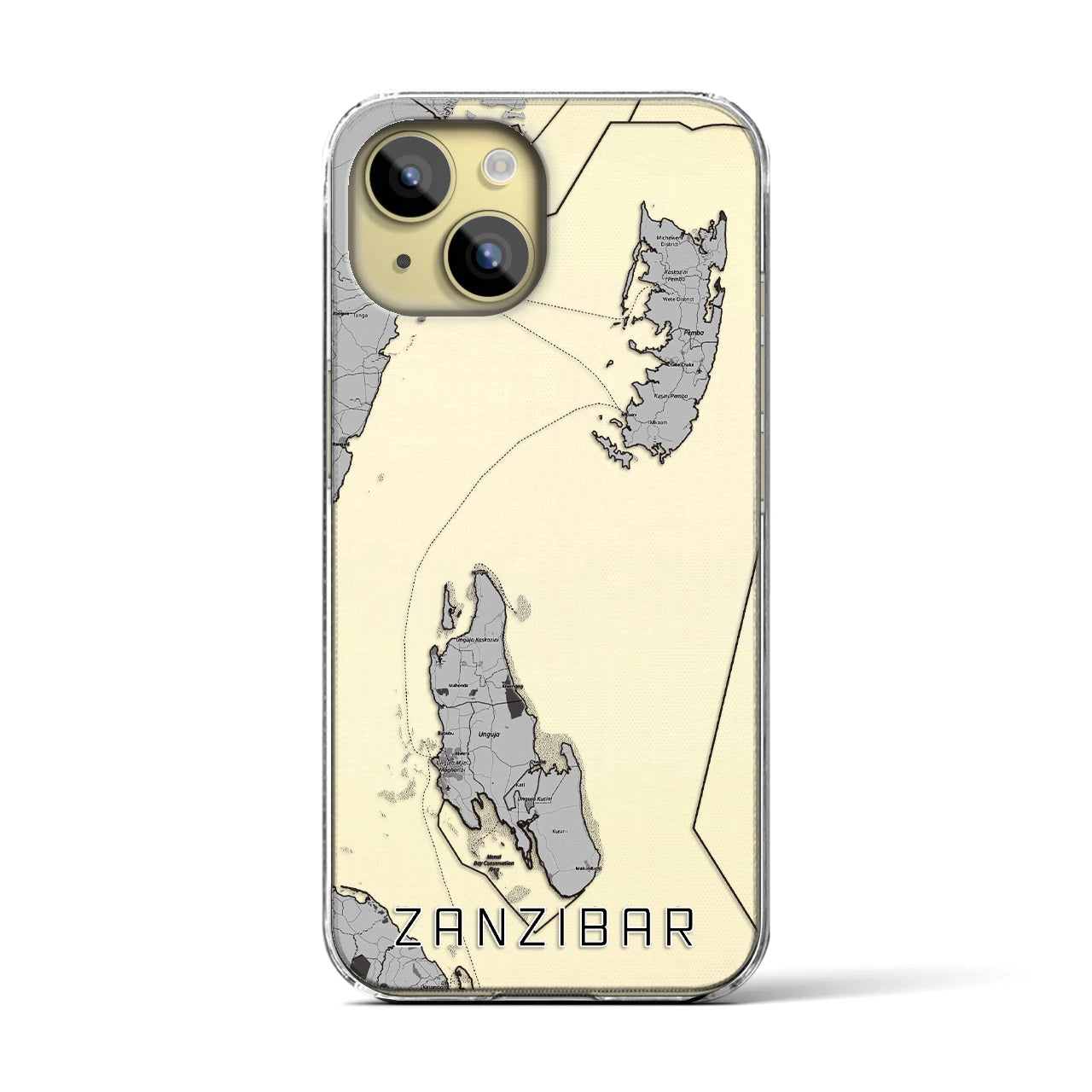 【ザンジバル（タンザニア）】地図柄iPhoneケース（クリアタイプ）
